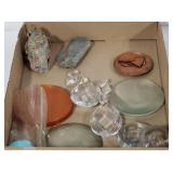 (DL) flat of misc items. Glass and copper