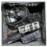 (DL) Crate with sander, and various brand Radio