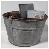 (DL) Steel Bucket Ace Hardware Tags Work Gloves