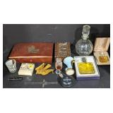 (DL) Chess piece set & carrying case, perfumes,