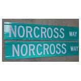 (DL) Norcross way street sign. 30" W .  Bidding