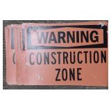 (DL) Plastic Sign Warning Construction Zone 14" x