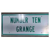 (DL) Metal Sign Number Ten Grange 36" x 16"