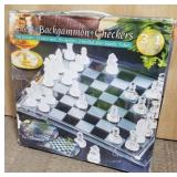 (DL) 3-in-1 glass game set, new in the box