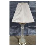 (DL) Vintage 28" clear glass lamp with pleated