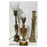 (DL) Lot of 3 vintage brass or metal lamps