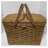 (DL) 11" x 17" x 14" wooden picnic basket