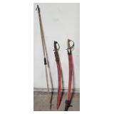 (DL) lot of India dress swords & a bow