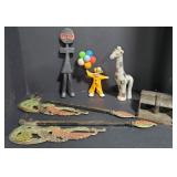 (DL) Clown with Balloons, Ceramic Giraffe,