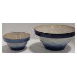(AB) Pair Of Antique Salt Glaze Blue Stoneware