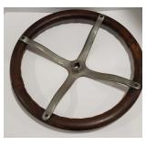 (AB) Early 4 Spoke Wood Steering Wheel. Measures