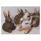 Lot of 4 rabbit figurines aprx.7" tall