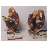 Monkey Bookends Italian glazed Porcelain 7"x9"