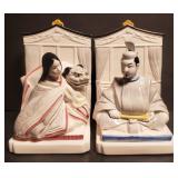 Kabuki Sigma Japanese Couple Porcelain Bookends
