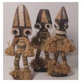 Trio of Minganji dolls from the Pende tribe,