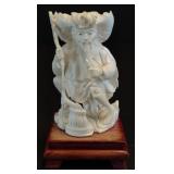 Ivory Fisherman Figurine approx 4"H