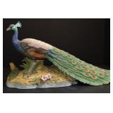 Ceramic Peacock by Andrea approx 12" x 6.5"