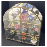 Glass Display case with Butterfly Figurines *case