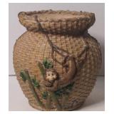 Basket weave pattern monkey vase 9"x8"dia