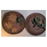Pair of wicker wall art baskets 37" diameters
