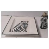 Fitz & Floyd glazed Porcelain zebra tray 9"x7"