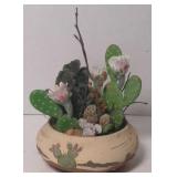 Southwest pattern clay pottery 7" dia w/ faux