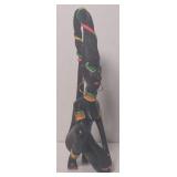 Painted Carved wood tribal woman aprx. 13"