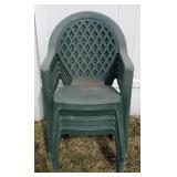 Set of six plastic patio chairs, 23 1/8" W x 35