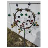 Metal outdoor flower decorative stake, wind