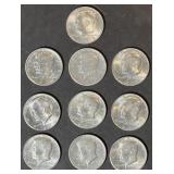 (10) 1971-1976 Kennedy Half Dollars