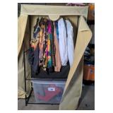 clothing rack w/ contents 19"x35"x63"
