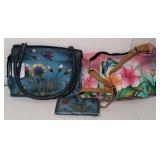 Pair of Anuschka hand painted purses bidding on