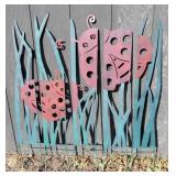 Metal ladybug outdoor decor stakes, approx 55" H