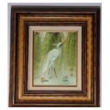 Signed Oil on Canvas Painting of Heron from CI