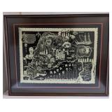 Framed Fabric Map of Chile