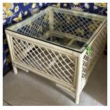 Rattan Glass Top Side Table *30in x 30in x 21in