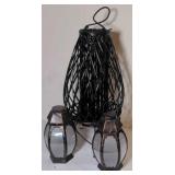 Lot of 3 lanterns large 30" wicker lantern and
