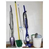Lot of floor cleaning tools including an H20 mop,