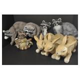 Three racoons wall hangings, racoons figurine