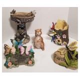 Lot of outdoor decorative statues ranging from 8"