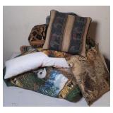 Lot of safari themed pillows and more