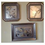 Bird & Flower Artwork approx 20" x 15" & 14.5" x