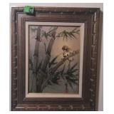 Framed oil on Stretched canvas bamboo brush