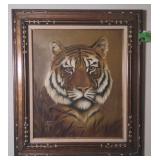 Framed oil on stretched canvas painting of a