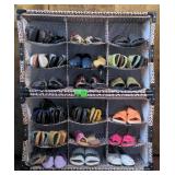 Pair of 9 bay Shoe racks 33"x12"x20" w/ shoes