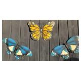 Three outdoor wall hanging metal butterflies, 24