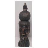 African Folk Art carved statue of a bearded man16"