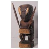 African folk art carved reptilian God figure 14"