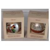 Pair of Wald Disney Christmas tree globes 1984