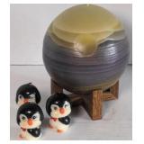 Lot of candles w/ 3 penguin candles and a large